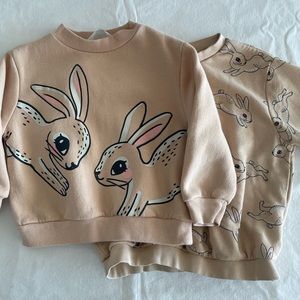 2 Bunny Beige Sweatshirts - Girls Toddler